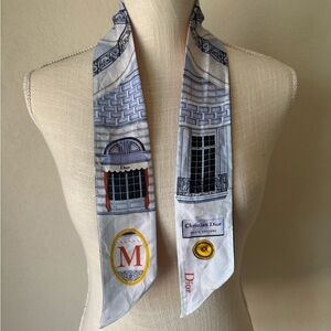 Dior Architectural Print Scarf - Blue, White, Orange